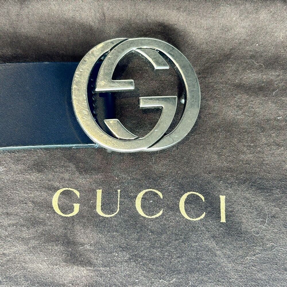 Authentic Gucci 368186 Interlocking Buckle Black … - image 2